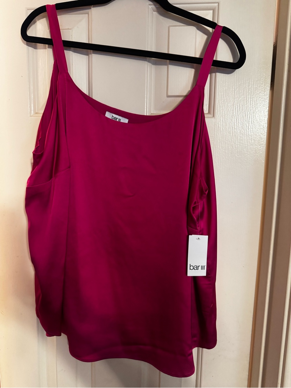 Bar III Bright Fuchsia Satin Cami Top